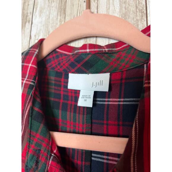 J. Jill lightweight plaid patchwork tunic top with pockets size medium - Picture 3 of 4